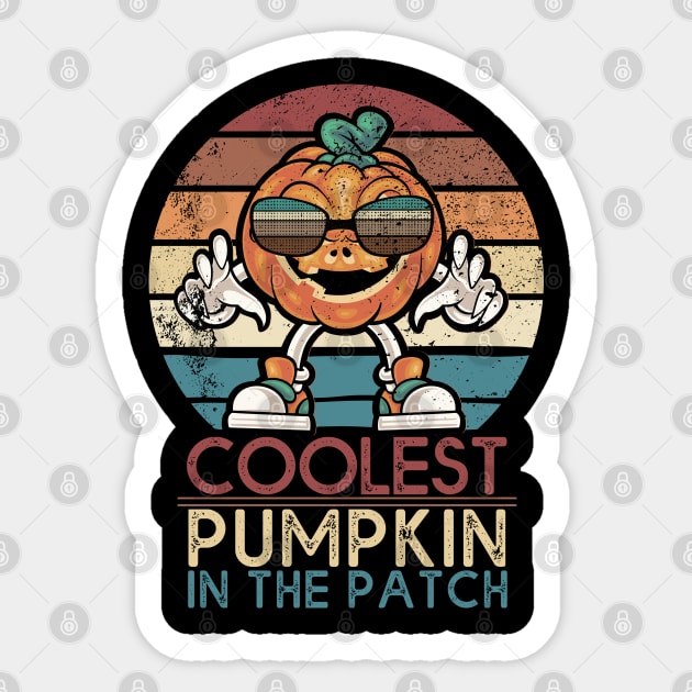 Retro Coolest Pumpkin In The Patch Halloween Boys Girls Men Sticker by MasliankaStepan